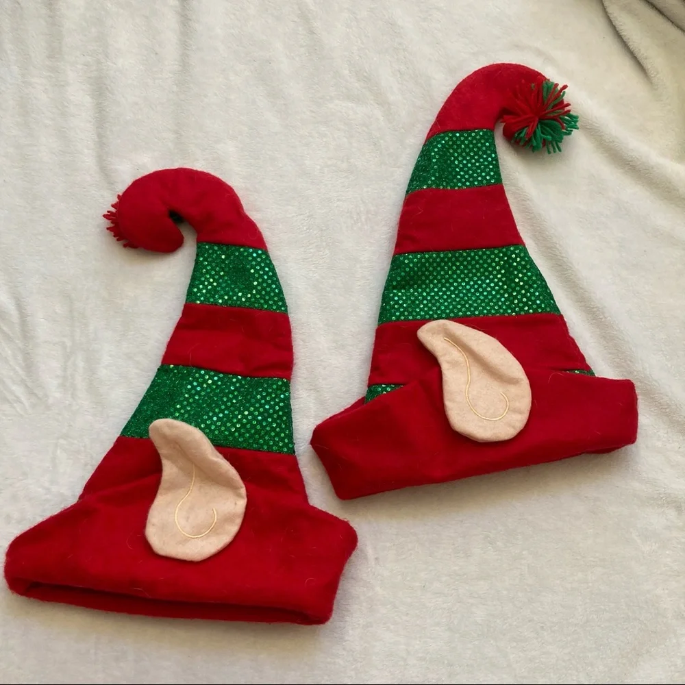 Set of two elf hats with elf ears